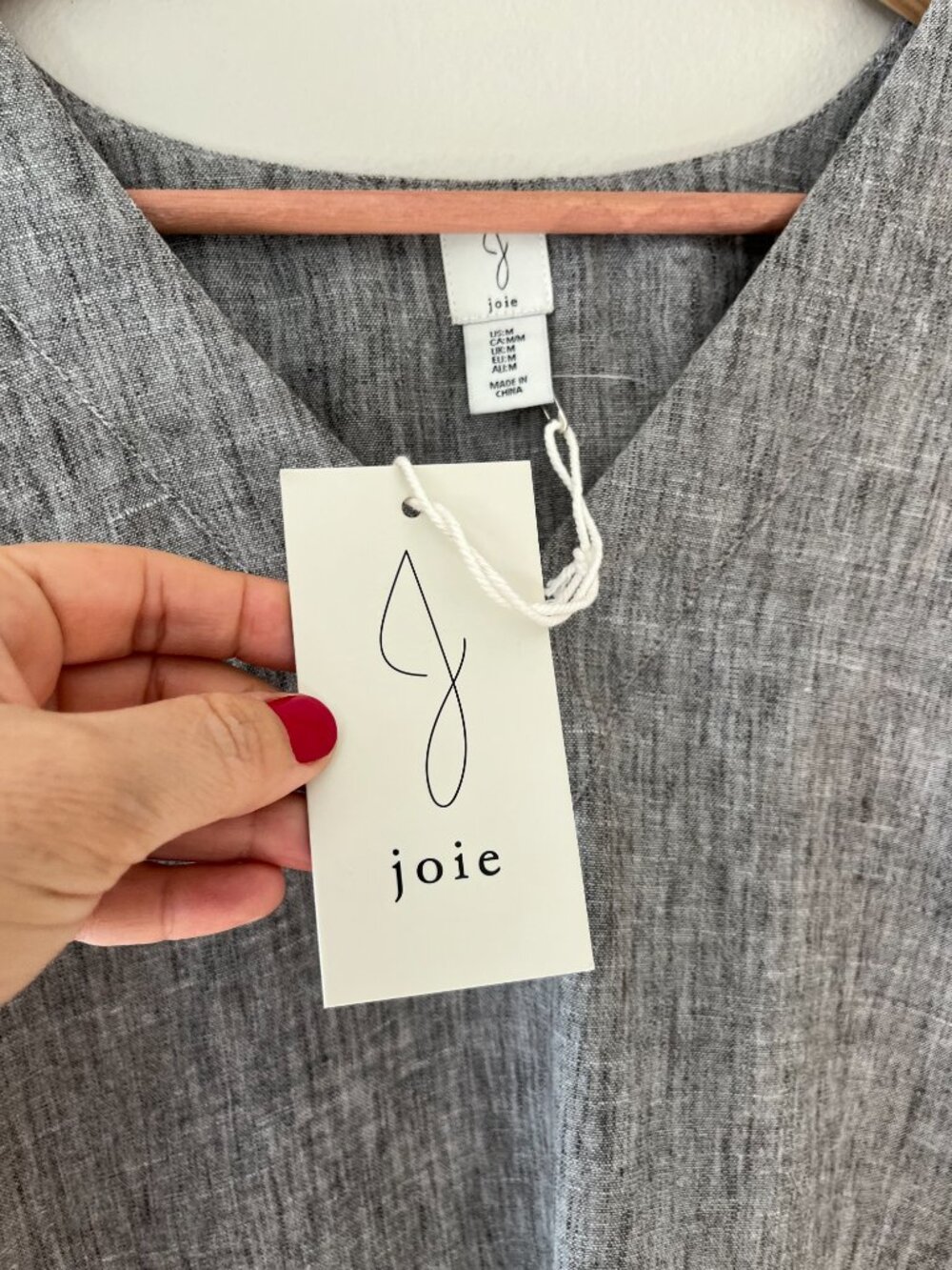Joie Sz M Gray V Neck Top Pullover Blouse Kimono Boxy Fit Short Sleeve - Picture 3 of 8